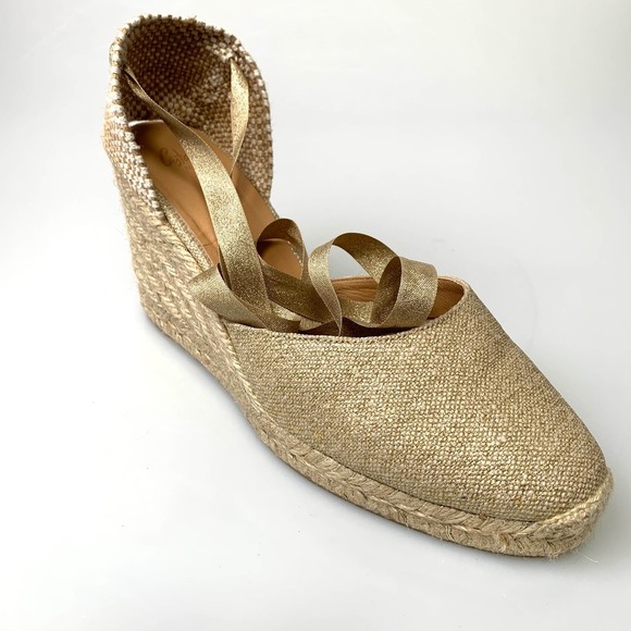 NIB CASTANER Carina Linen Wedge Espadrille Sandals Size 41 - Picture 12 of 12